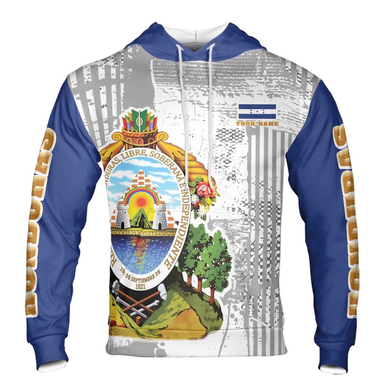 Custom Name Honduras Coat of Arms Patriotic Hoodie 3D