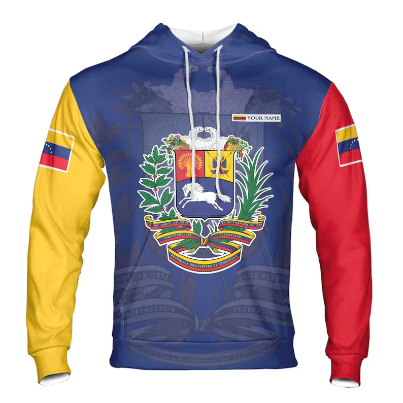 Custom Name Venezuela Coat of Arms PatrioticHoodie 3D