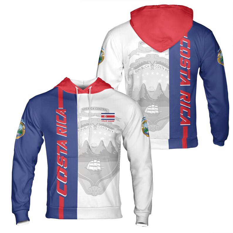 Customized Patriotic Costa Rica Coat of Arms Hoodie 3D