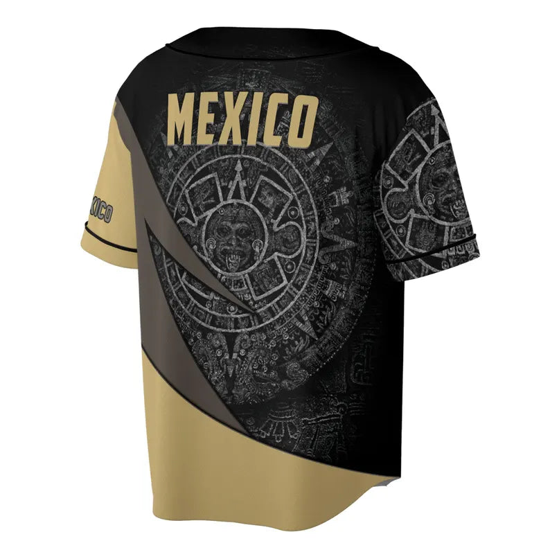 Custom Name Ancient Mexican Tribal Pattern Baseball Jersey, 3D Baseball Jesey Shirt