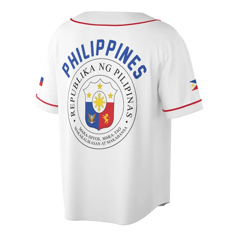 Custom Name Patriotic Philippines Coat of Arms Baseball Jersey, 3D Baseball Jersey Shirt