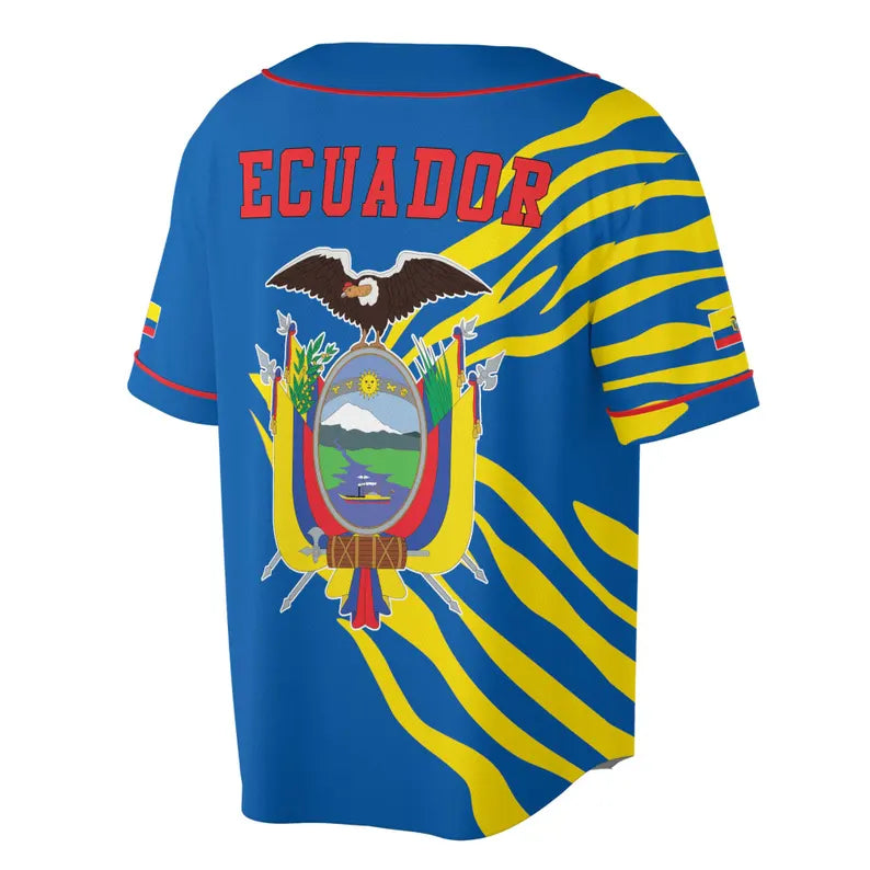Custom Name Patriotic Ecuador Coat of Arms Baseball Jersey, 3D Baseball Jesey Shirt