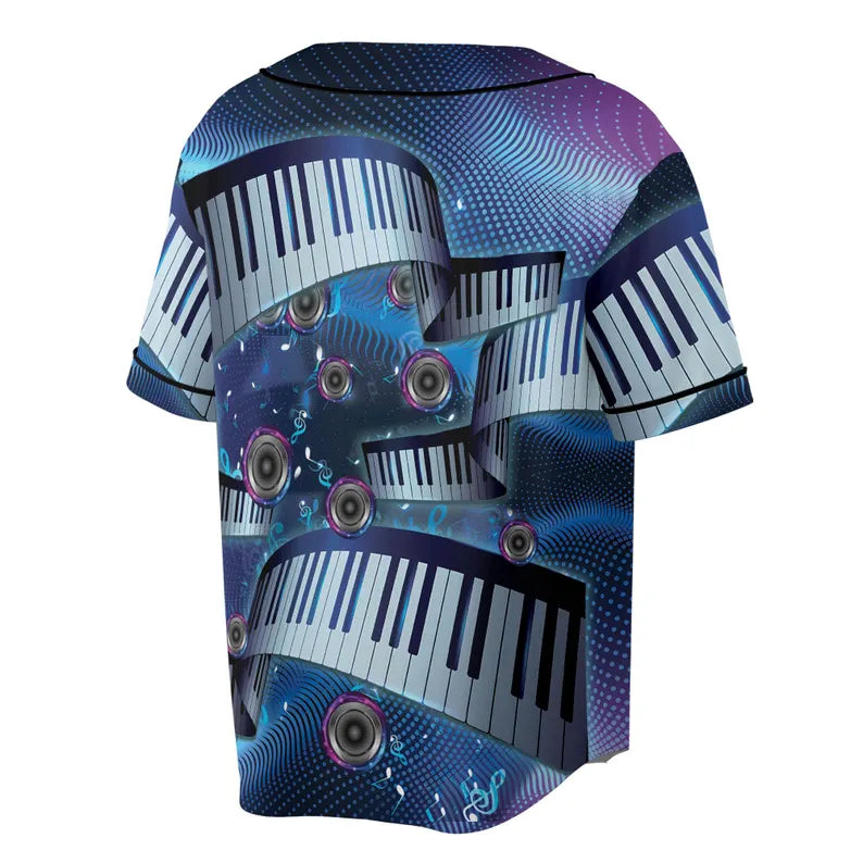 Custom Name Music Note Musical Lover Baseball Jersey, 3D Baseball Jesey Shirt
