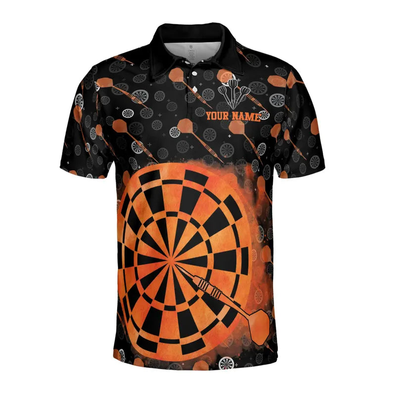 Customized Darts Team Lover Black and Orange Men's Polo Shirt