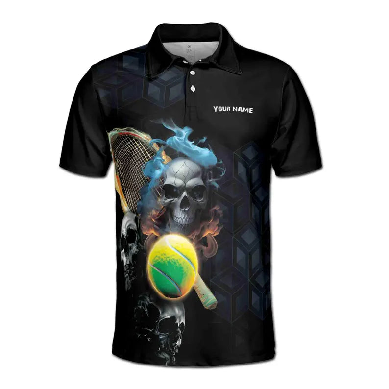 Custom Name Hello Darkness My Old Friend Skull Tennis Men's Polo Shirt