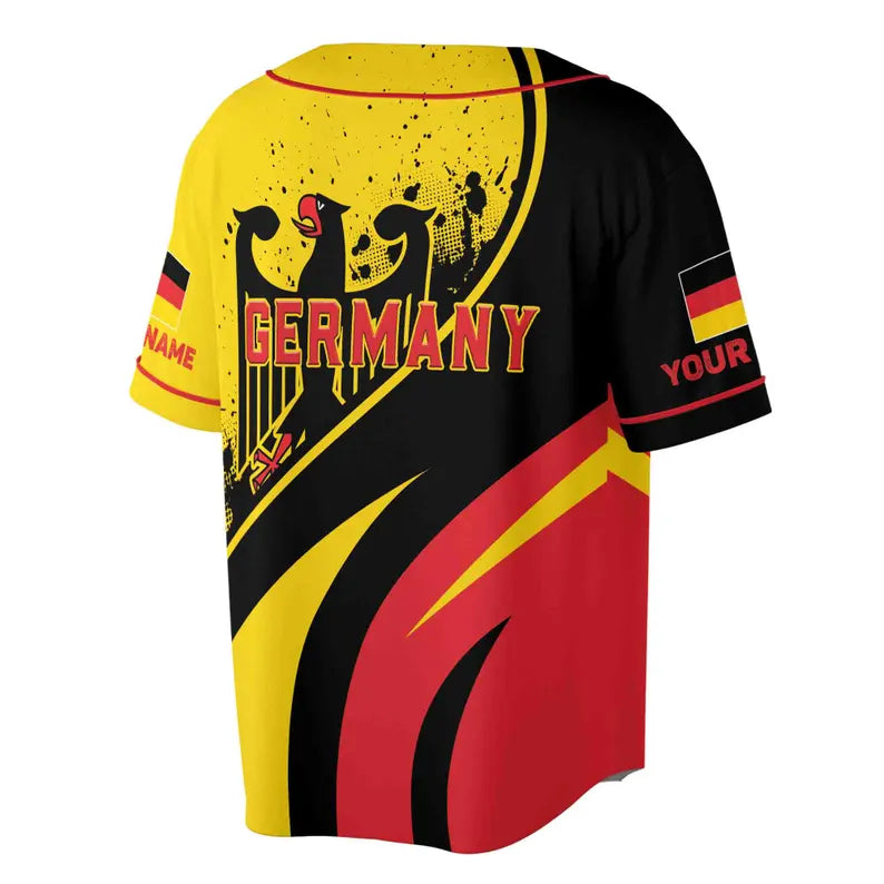 Custom Name Patriotic Germany Coat of Arms Grunge Baseball Jersey. 3D Baseball Jesey Shirt