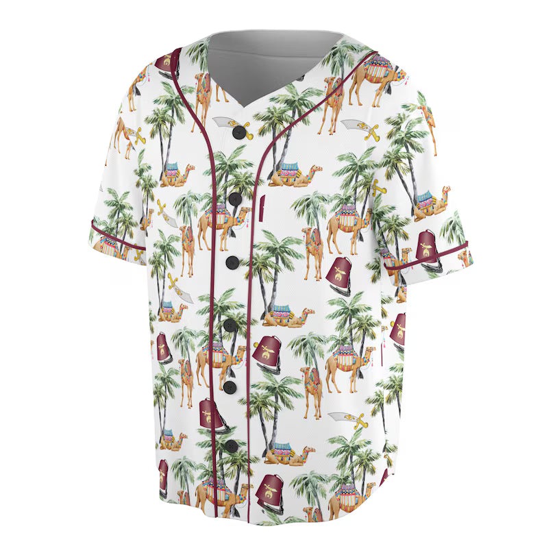 Personalized Noble Shriner Palm Tree With Camel Arabic Baseball Jersey, 3D Baseball Jesey Shirt