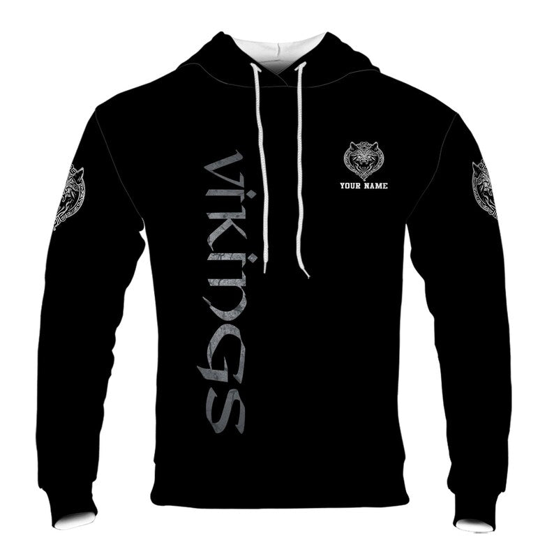 Custom Name Viking Wolf Under The Moon Tattoo Tribal Hoodie 3D