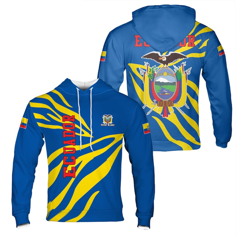 Custom Name Patriotic Ecuador Coat of Arms Hoodie 3D