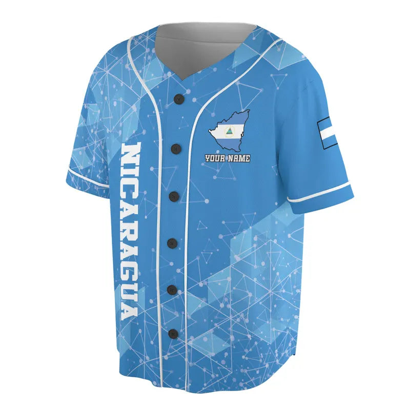 Custom Name Patriotic Nicaragua Coat of Arms Baseball Jersey, 3D Baseball Jesey Shirt