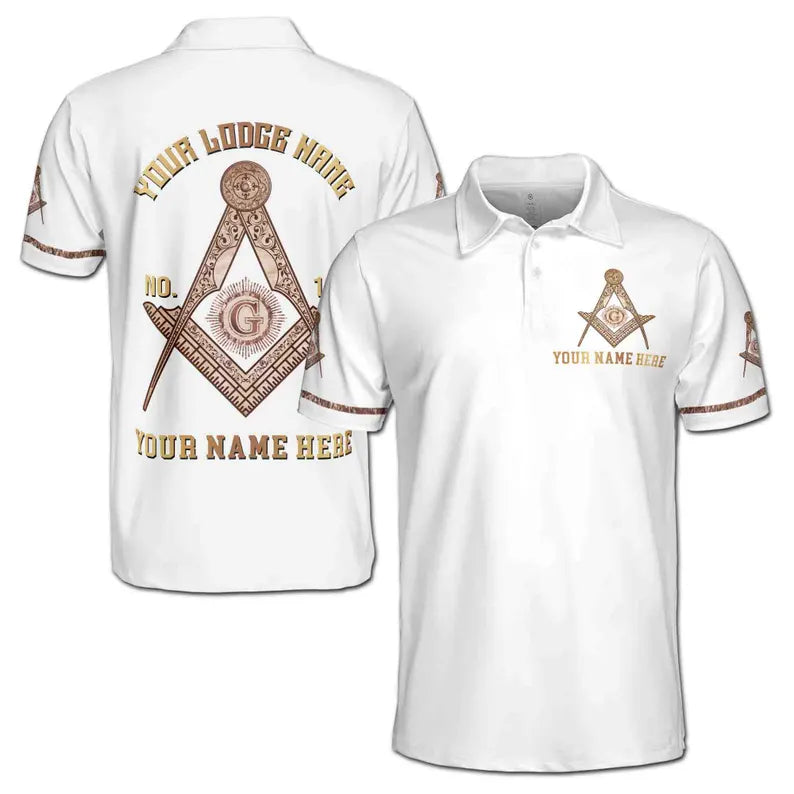 Custom Freemasonry 3D Print Men's Polo Shirt: Lodge Name & Number