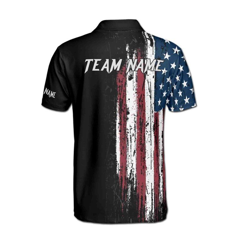 American Flag Custom America For Team Patriotic Men's Polo Shirt