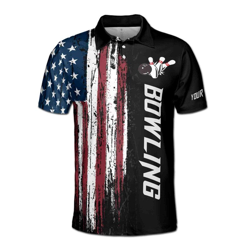 American Flag Custom America For Team Patriotic Men's Polo Shirt