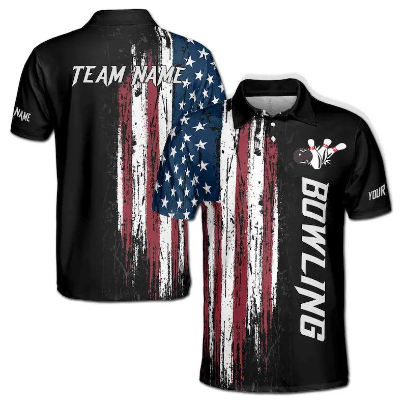 American Flag Custom America For Team Patriotic Men's Polo Shirt