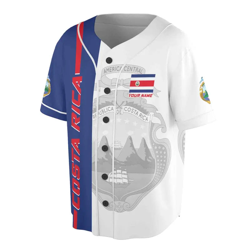 Customized Patriotic Costa Rica Coat of Arms Baseball Jersey, 3D Baseball Jesey Shirt