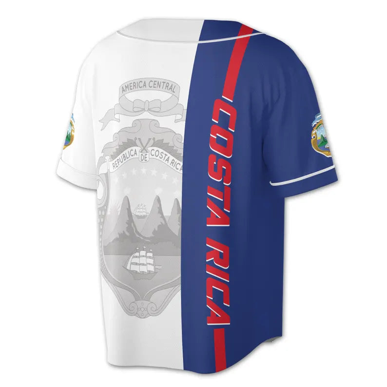 Customized Patriotic Costa Rica Coat of Arms Baseball Jersey, 3D Baseball Jesey Shirt