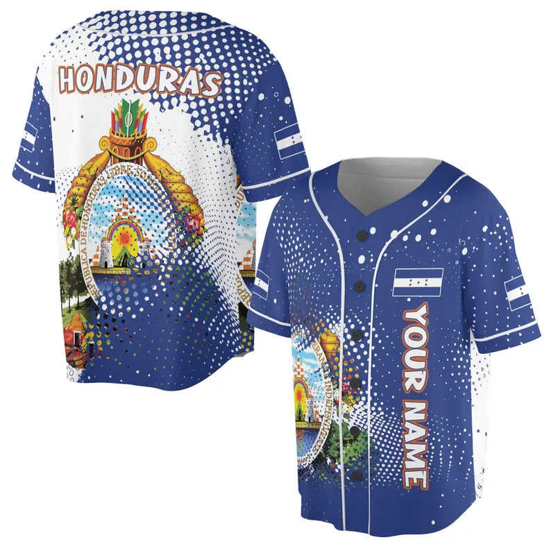 Custom Name I Love Honduras Coat of Arms Basbeball Jersey, 3D Baseball Jesey Shirt