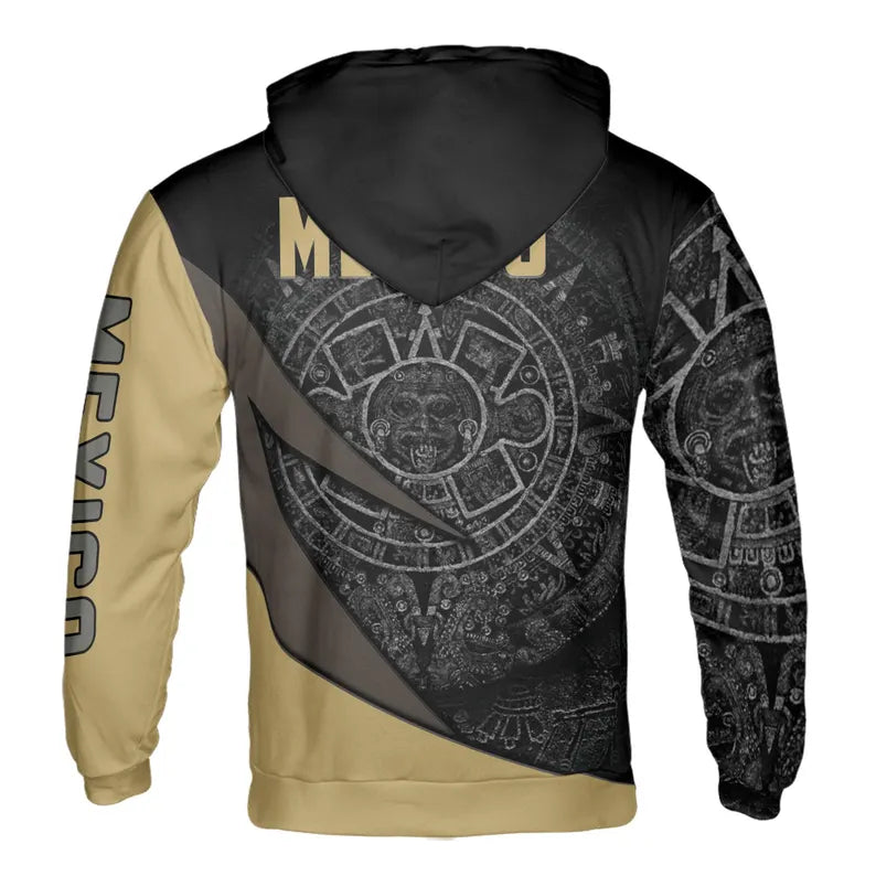 Custom Name Ancient Mexican Tribal Pattern Hoodie 3D