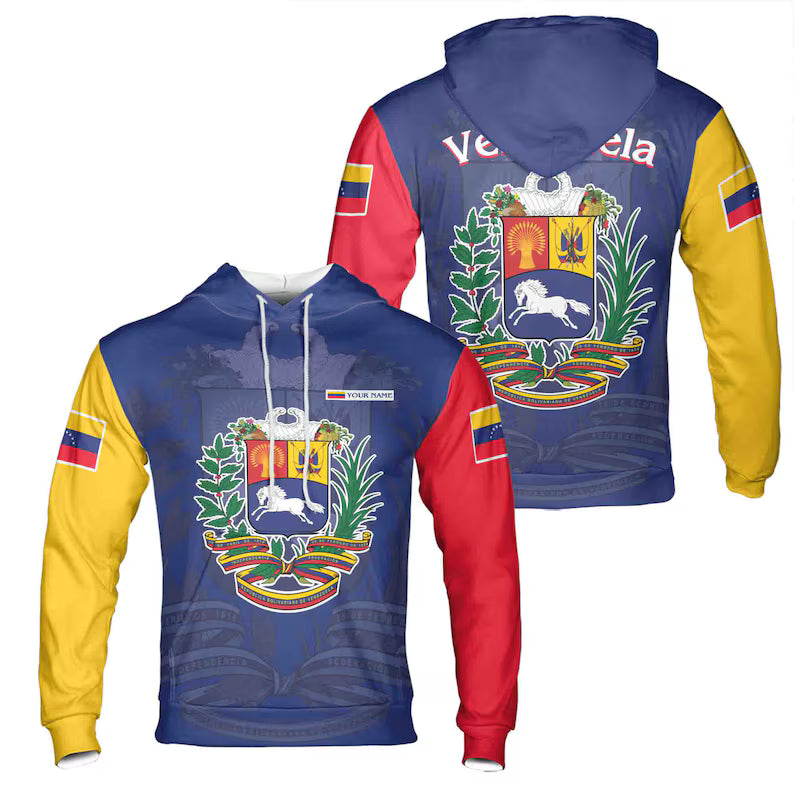 Custom Name Venezuela Coat of Arms PatrioticHoodie 3D