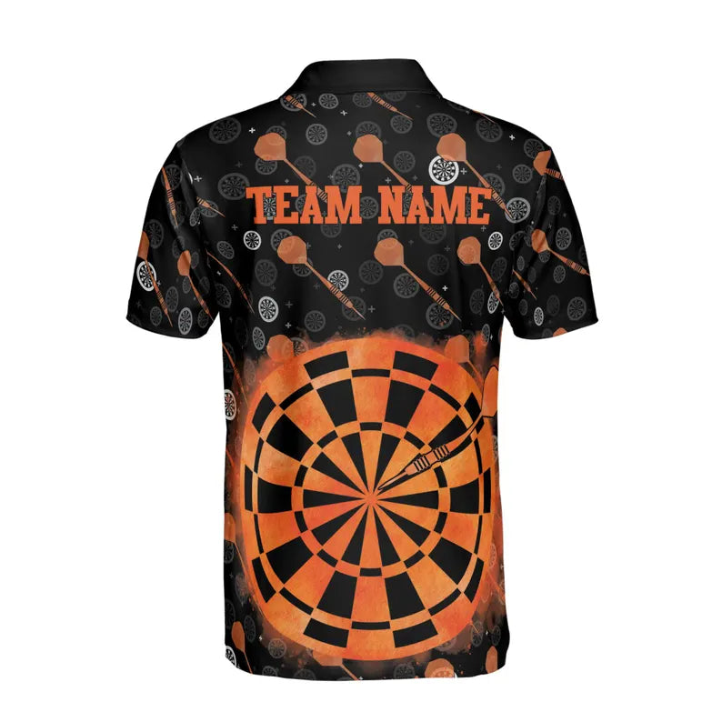 Customized Darts Team Lover Black and Orange Men's Polo Shirt