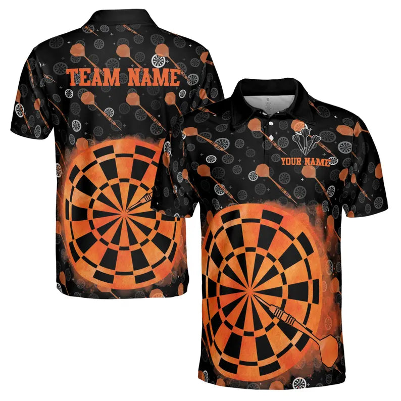 Customized Darts Team Lover Black and Orange Men's Polo Shirt