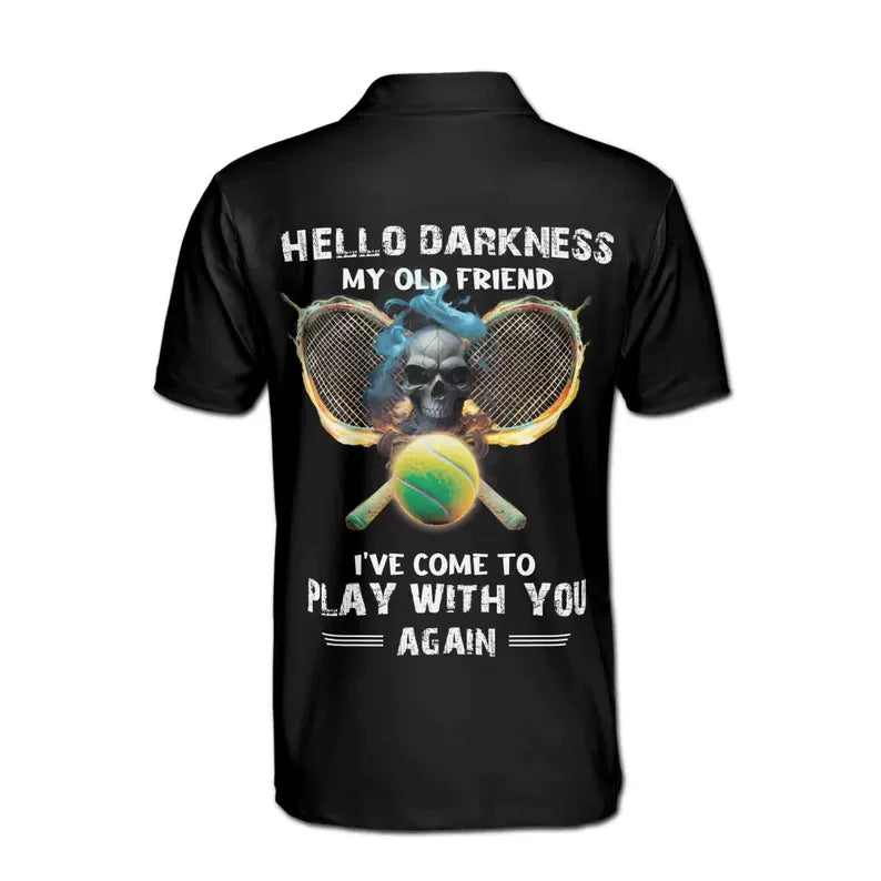 Custom Name Hello Darkness My Old Friend Skull Tennis Men's Polo Shirt
