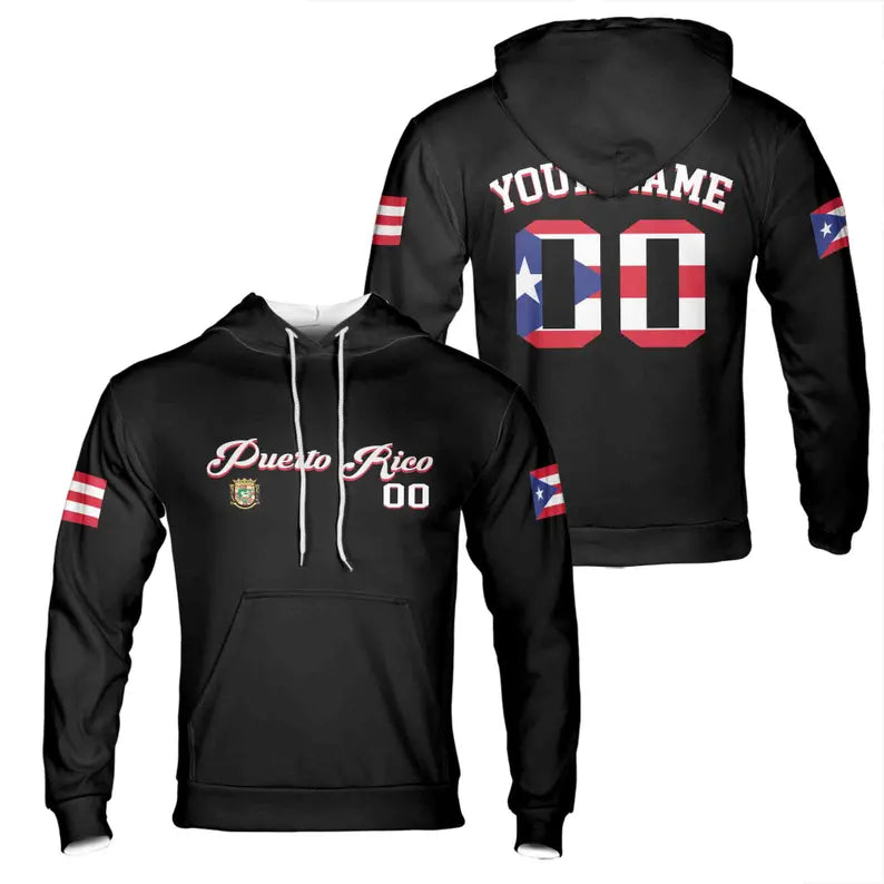 Custom Name, Number Patriotic Puerto Rico Love Hoodie 3D