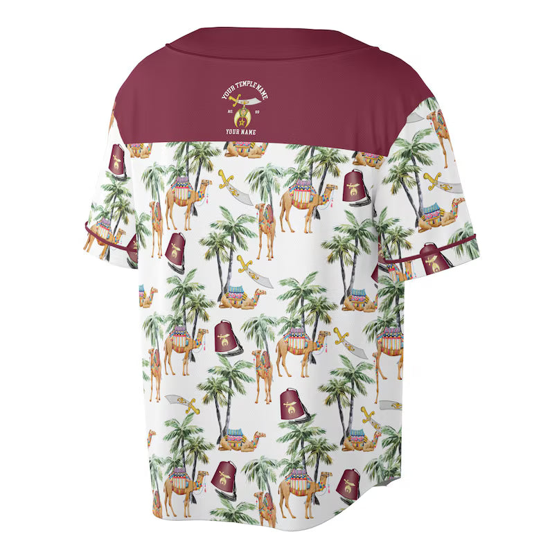 Personalized Noble Shriner Palm Tree With Camel Arabic Baseball Jersey, 3D Baseball Jesey Shirt