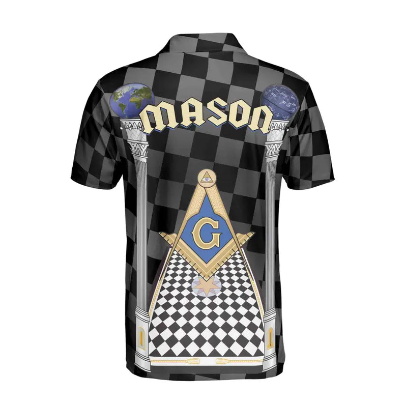 Personalized Blue Lodge Freemasonry With Caro Pattern Men's Polo Shirt