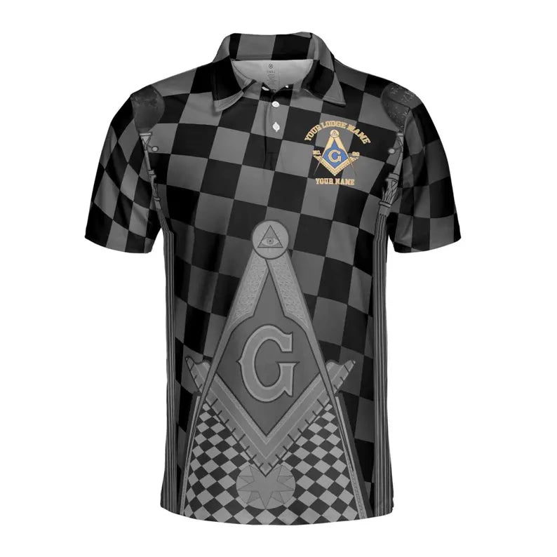 Personalized Blue Lodge Freemasonry With Caro Pattern Men's Polo Shirt