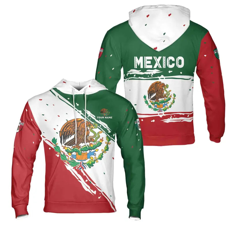 Custom Name Patriotic Mexican Mexico Flag Coat of Arms Hoodie 3D