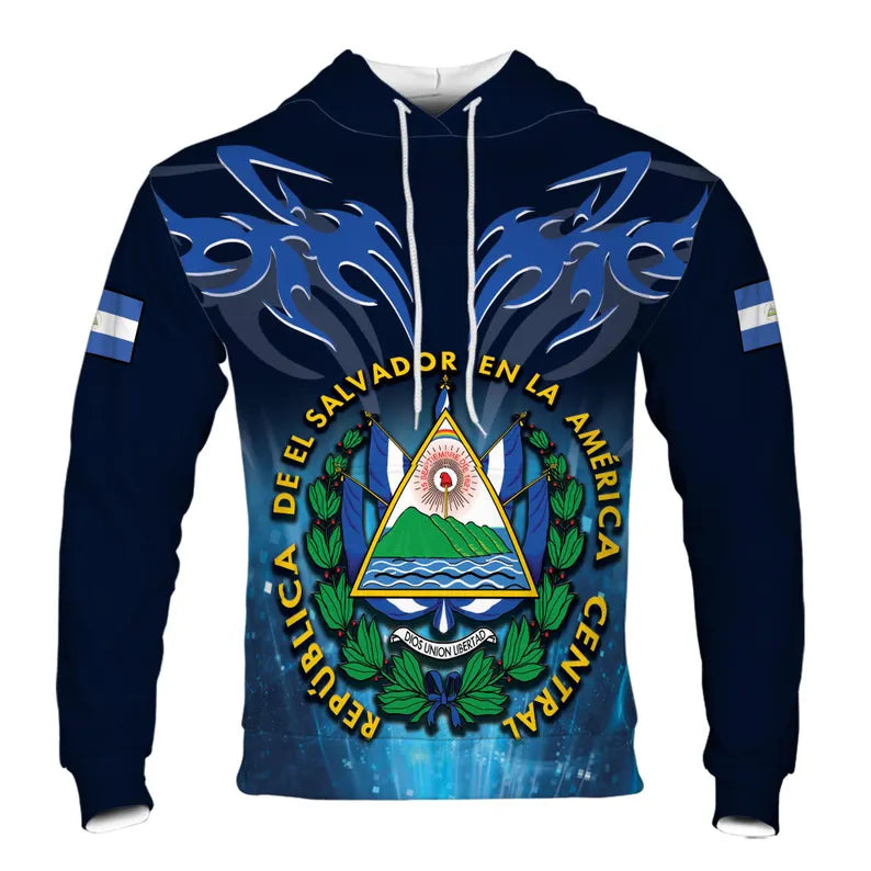 Custom Personalized Name El Salvador Coat of Arms Hoodie 3D