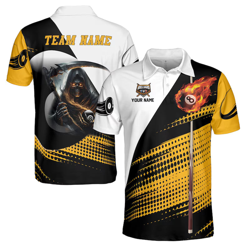 Customized Lets Skull Pllay Billard Men's Polo Shirt