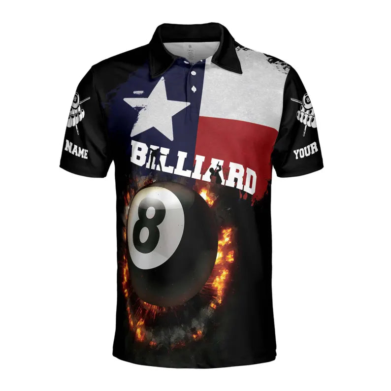 Personalized Texas Player Love Billard Men's Polo Shirt