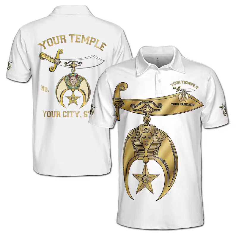 Custom Name Temple Name Noble Ancient Shriners Emblem Men's Polo Shirt