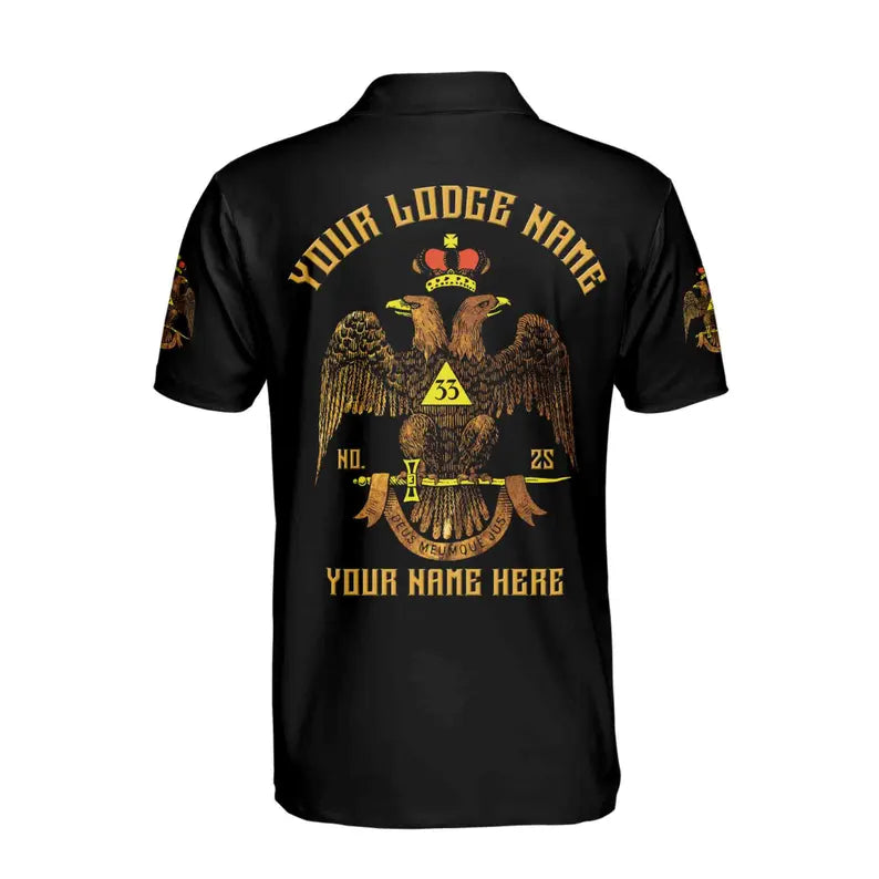 Custom Rite of Scottish 33 Degree Emblem Design Masonic Men's Polo Shirt