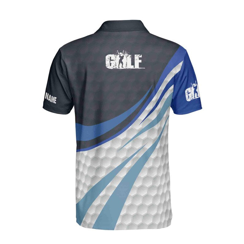Personalized Golf Men's Polo Shirt: Blue & White Team Apparel Customized Name