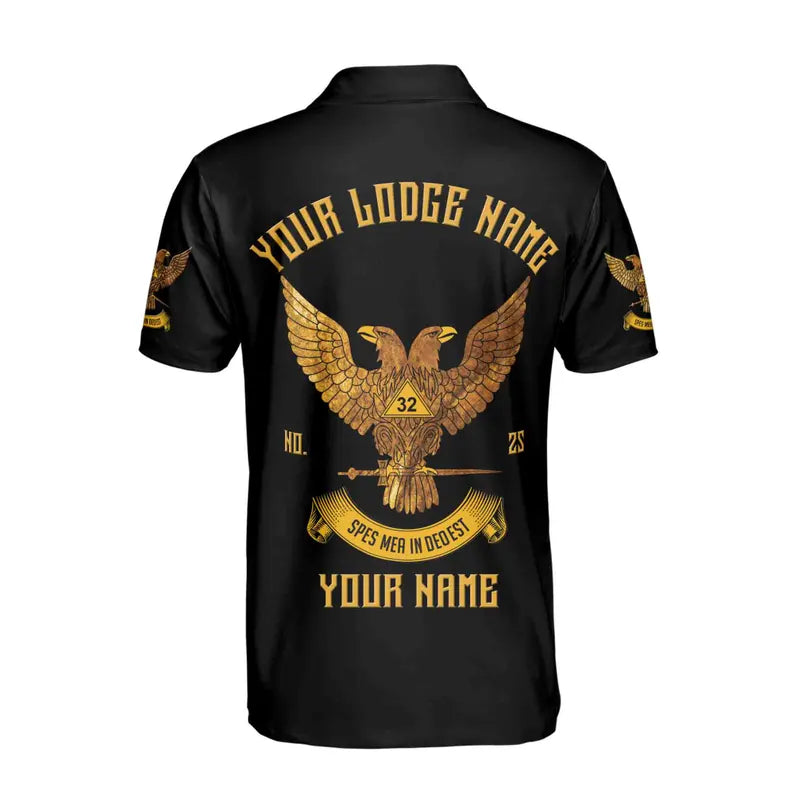 Custom Rite of Scottish 32 Degree Eagle Wings Up Masonic Men's Polo Shirt