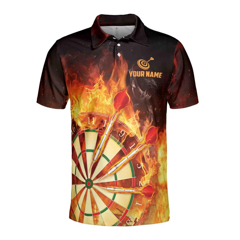 Custom Darts Team Men's Polo Shirt: Dragon Flame Design