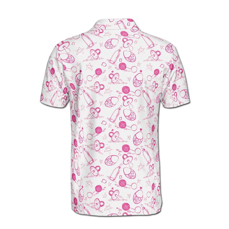Funny Baby Pacifiers and Bottles Baby Reveal Day Men's Polo Shirt