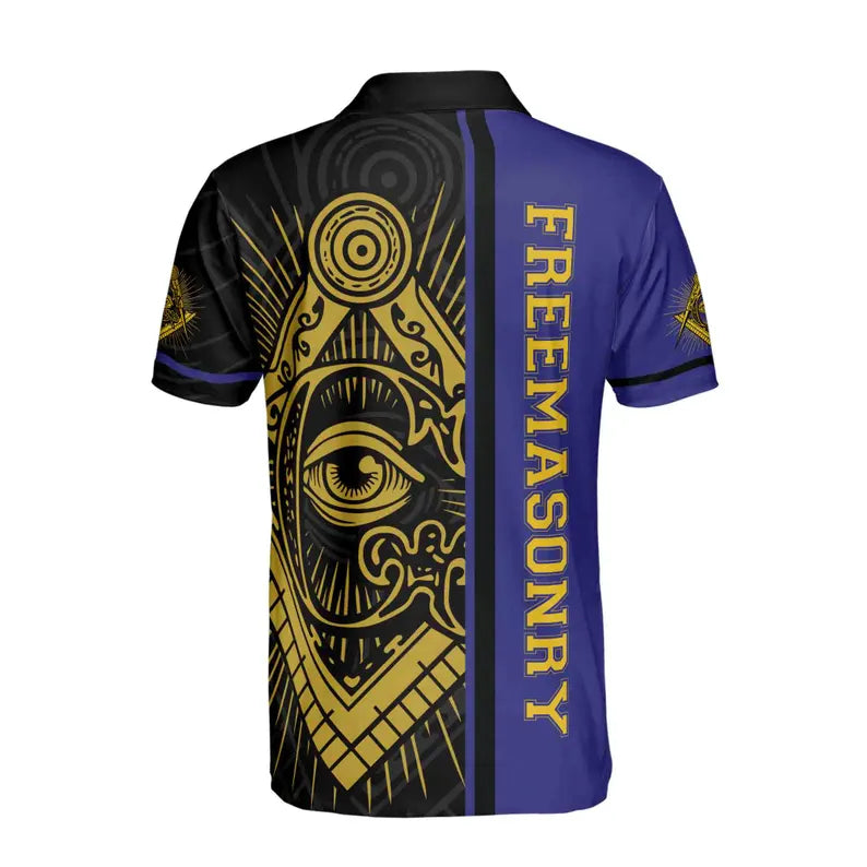 Customize Name Lodge Name Masonic Freemasonry Emblem Men's Polo Shirt
