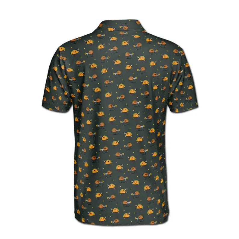 Funny Black Tacos Lovers And Tequila Doodle Golf Men's Polo Shirt