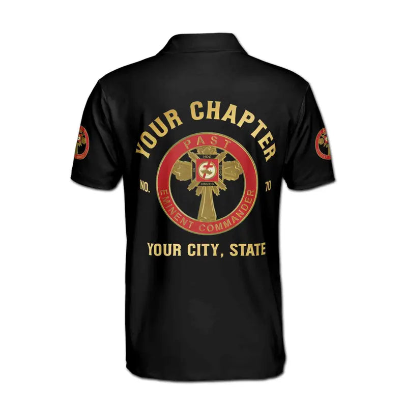 Customize Name Chapter Masonic Knights Templar Past Commander Freemasonry Men's Polo Shirt