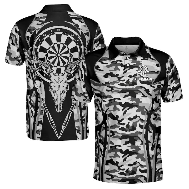 Darts & Deer Polo Shirt: Funny Personalized Camo Design Men's Top