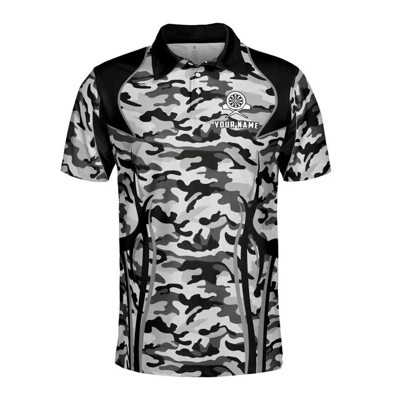 Darts & Deer Polo Shirt: Funny Personalized Camo Design Men's Top