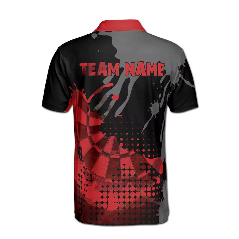 Personalized Darts Team Men's Polo Shirt: Red Paint Arrow Design