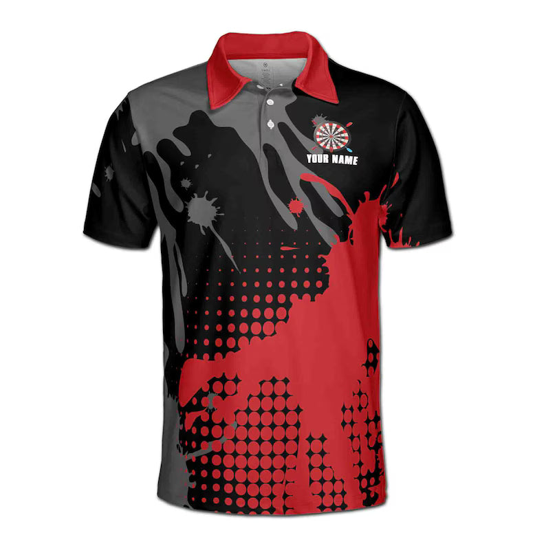 Personalized Darts Team Men's Polo Shirt: Red Paint Arrow Design