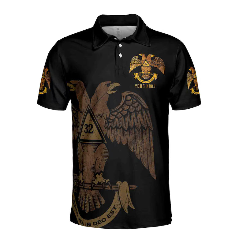Custom Rite of Scottish 32 Degree Emblem Masonic Men's Polo Shirt