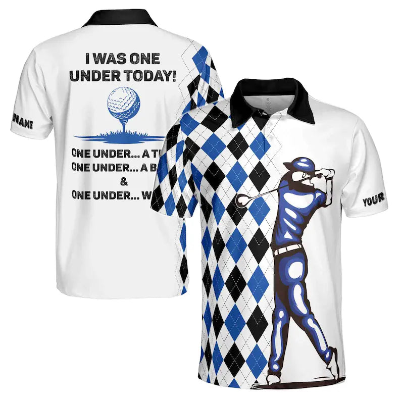 Custom Name Golf Men's Polo Shirt: 'One Under Today' Quote 3D Print