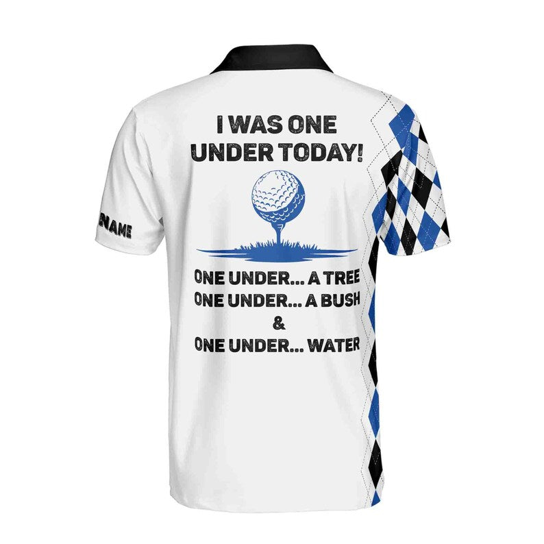 Custom Name Golf Men's Polo Shirt: 'One Under Today' Quote 3D Print